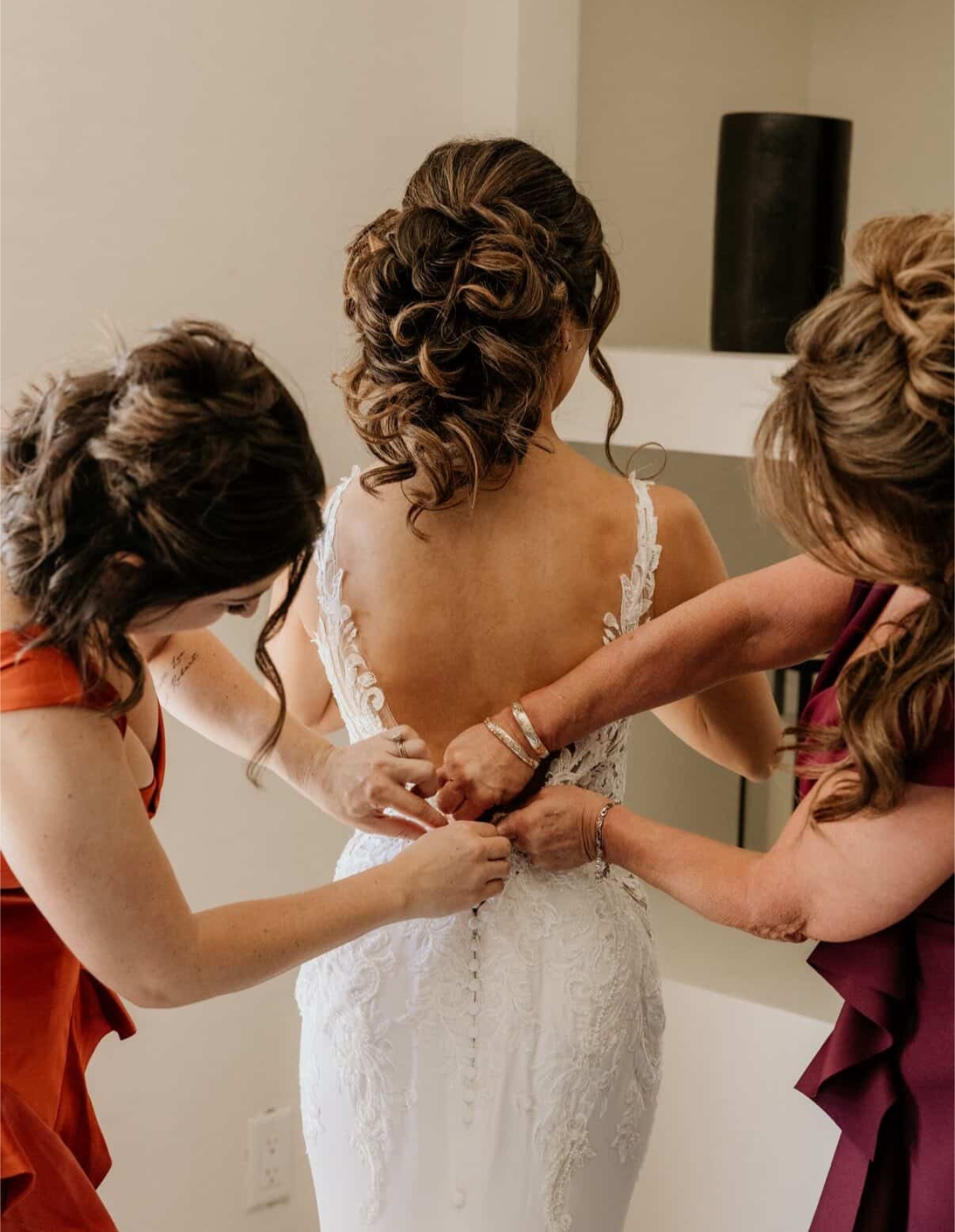 Romantic curled bridal updo for the wedding day by Hair By Sess